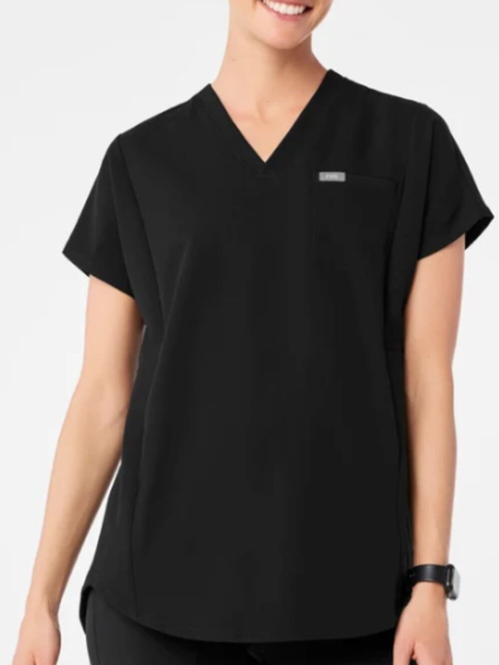 Figs Black Catarina One Pocket V Neck Scrub Top